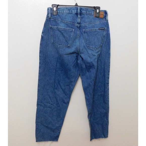 JR482 Calvin Klein Jeans Ripped High-Rise Mom-Fit Cotton Ankle Jeans Size 31 - Picture 2 of 2